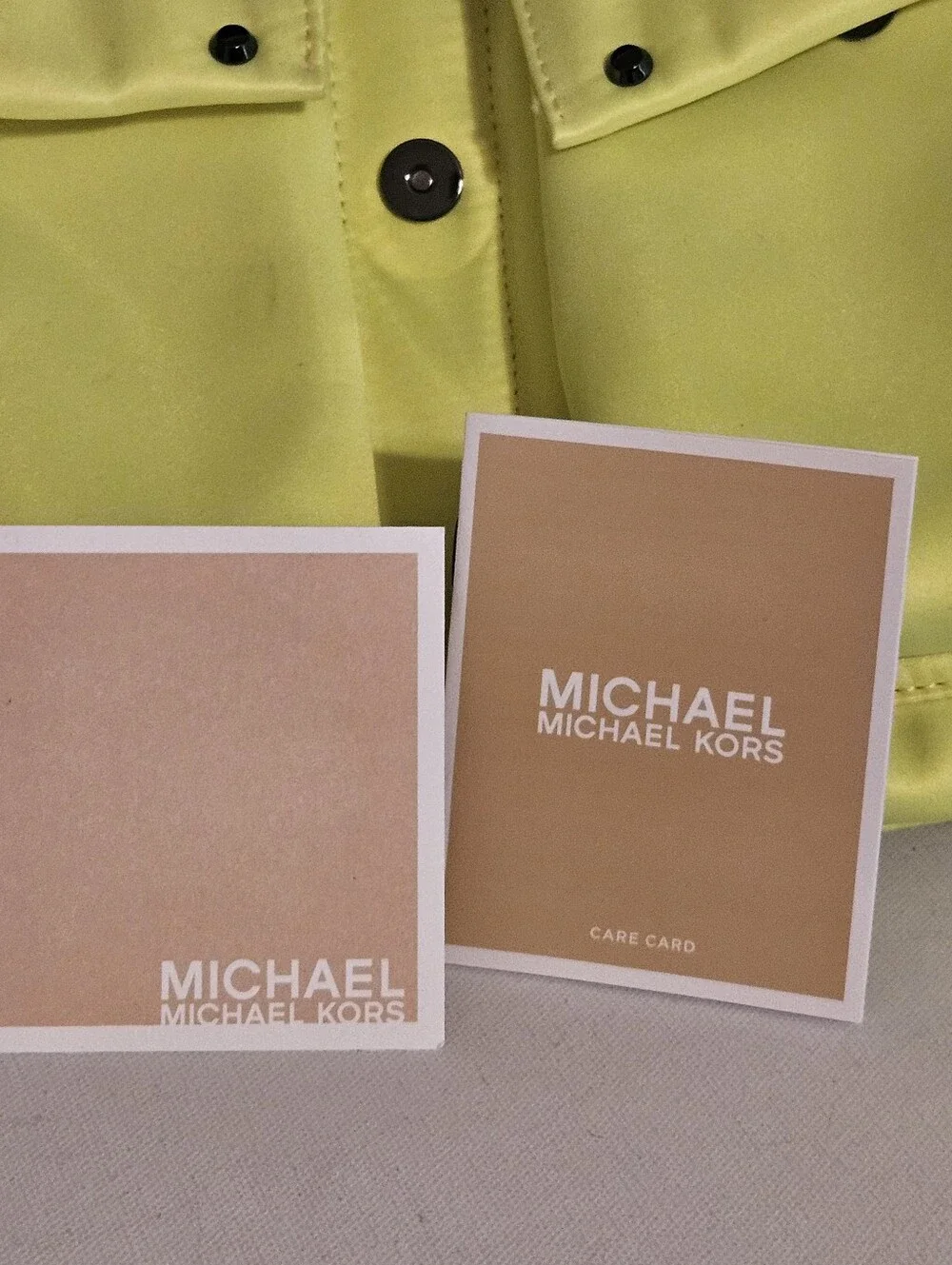 Michael Kors Olivia Neon Yellow Backpack with Black Stud Accents